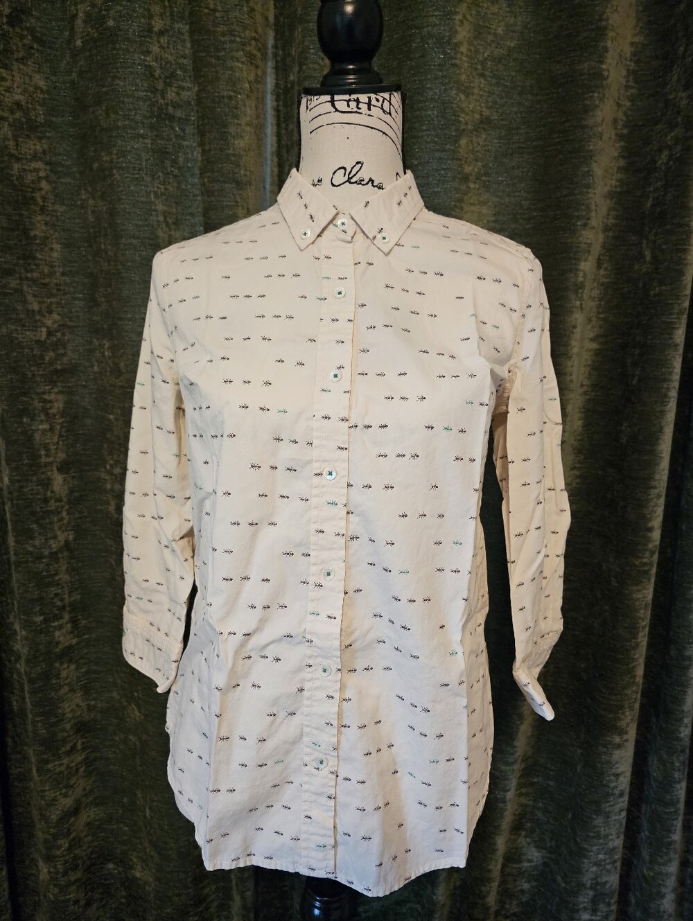 Anthropologie Postmark Ant Print Button Front Shirt Size 4